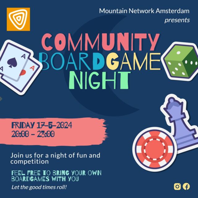 Join us for another night of thrills and strategy at our Boardgame Night at Mountain Network! If you couldn't make it last time, now is the time to make up for it with round 2. 🎉

📅 Date: 17-5-2024
🕕 Time: 20:00 - 23:00
📍 Location: Mountain Network Amsterdam

🎲 Bring your A-game, challenge your friends, and make new connections over boardgames. Whether you're a seasoned gamer or a climbing enthusiast, this night is for everyone! Feel free to bring your own boardgames as well.

Tag your gaming squad, share the excitement, and let's turn the gym into a battleground of fun and friendship! 🚀🎉 #BoardgameNight #Round2 #ClimbAndPlay #AdventureAwaits