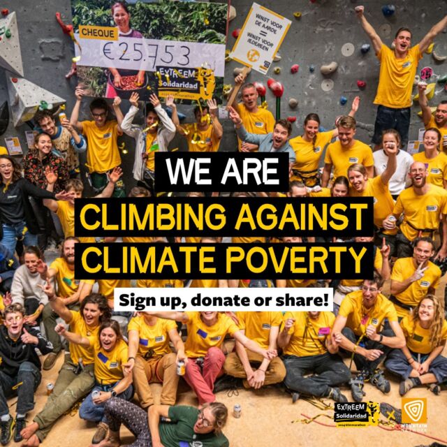 We need your help! 🙏

In exactly 100 days, on November 2nd, 160 climbers will take on a unique challenge: climbing against climate poverty for 12 hours straight.

The goal of the climbing marathon is to raise €100.000 for smallholder farmers (producing your clothing, coffee and chocolate) who are facing extreme climate challenges. However… to make this event successful, we need your help.

This is what you can do:

🧗 Climb with us! Sign up your own team or join an existing team in Arnhem, Amsterdam or Nieuwegein.
🪙 Donate! With only €5, a smallholder farmer in Colombia can plant two shadow trees.
📣 Spread the word! Share this message with your network or send it to climbers who you think are ready to take on the challenge. 

Do you want more information, to sign up or donate? Check our link in bio!

@mountainnetwork @solidaridadnl
