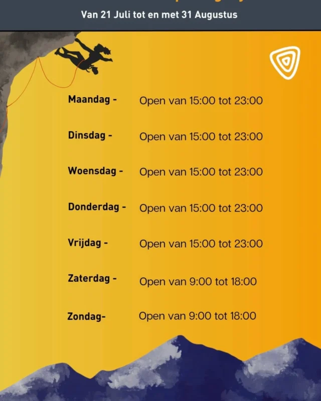 Let op!
Tijdens de zomervakantie hebben we weer aangepaste openingstijden.