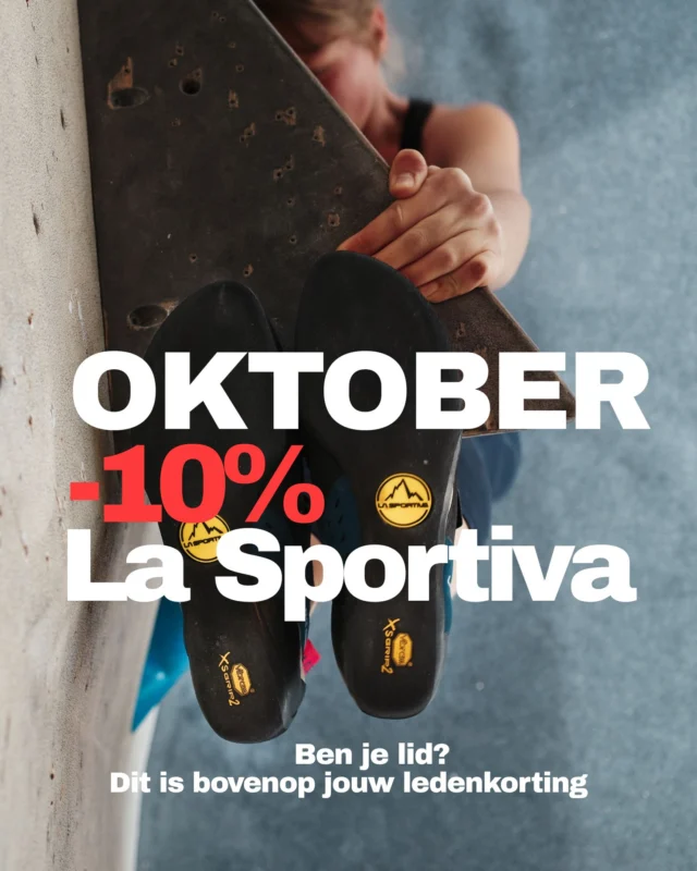 📢De hele maand oktober, 10% korting op ons volledige schoen-assortiment van LA SPORTIVA.
We vieren de verlengde samenwerking tussen Mountain Network en La Sportiva met een exclusieve actie:
De hele maand oktober krijg je 10% korting op het volledige assortiment klimschoenen van La Sportiva!
Of je nu net begint of je volgende project aan het uitwerken bent — dit is hét moment voor vers rubber. 
✨ Ben jij lid? Dan geldt deze actie natuurlijk bovenop jouw 10% ledenkorting. 
📍 Actie geldt in al onze vestigingen, op alle schoenen van La Sportiva.
 📆 Geldig t/m 31 oktober.