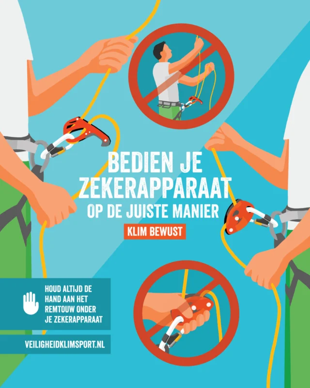 Klim Bewust! Voorkom veelgemaakte fouten bij het zekeren met halfautomaten en laat je klimmer niet tot op de grond vallen. Doe ook altijd een goede Partnercheck. Check de link in bio voor meer informatie over de Klim Bewust campagne van dit jaar.

#klimbewust #svk #nkbv #brancheverenigingklimsport #klimmen #veilig #partnercheck #metjehandenenjeogen #checkyoucheckme #iflyoulovemecheckme