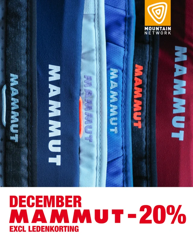 📢De hele maand december, 20% korting op ons volledige assortiment van Mammut.

Op zoek naar een nieuwe klimgordel, karabiners of een nieuwe zak pof? Dit is hét moment om in te slaan!
✨ Ben jij lid? Dan geldt deze actie natuurlijk bovenop jouw 10% ledenkorting.
📍 Actie geldt in al onze vestigingen, op het volledige assortiment van Mammut.
📆 Geldig t/m 4 januari.